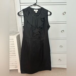 LOFT Black Ruffle Front Mini Dress
